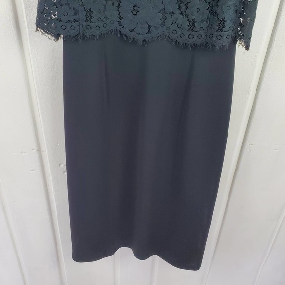 Rebecca Taylor Navy Blue Sleeveless Crew Neck Lace Sheath Cocktail Dress Size 2 - Picture 4 of 12